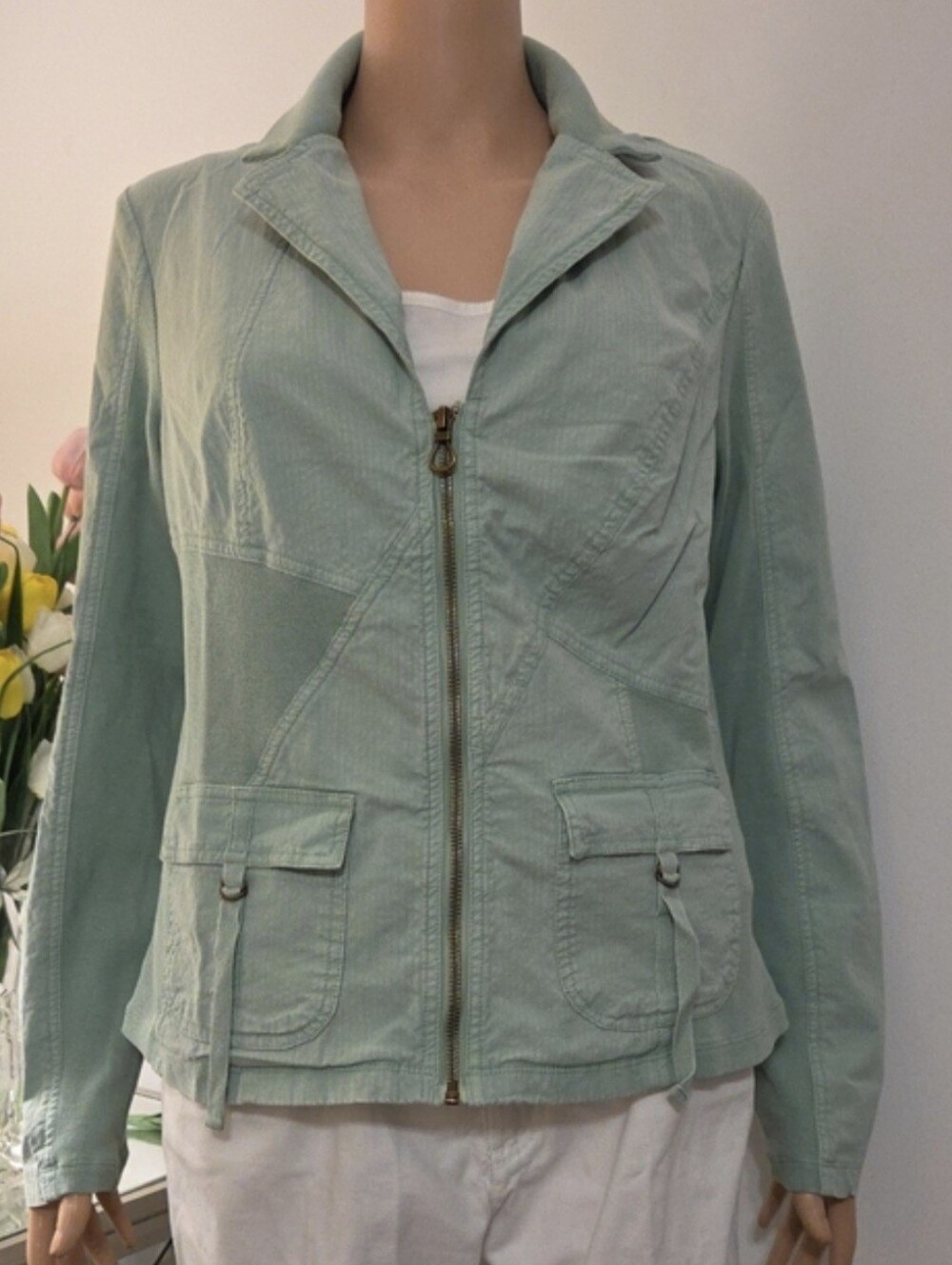 XCVI Soft Mint Utility Jacket with Zip